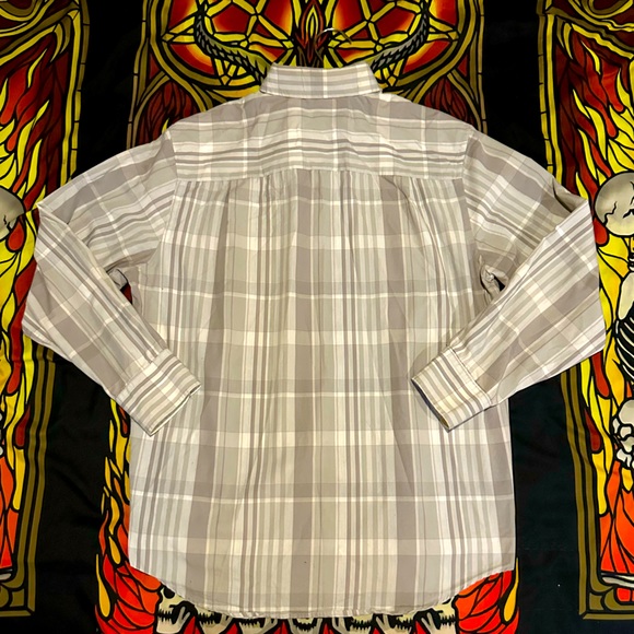 ALFANI™️ Men’s Cream & Beige Plaid Button Down Droa Shirt - Picture 4 of 8